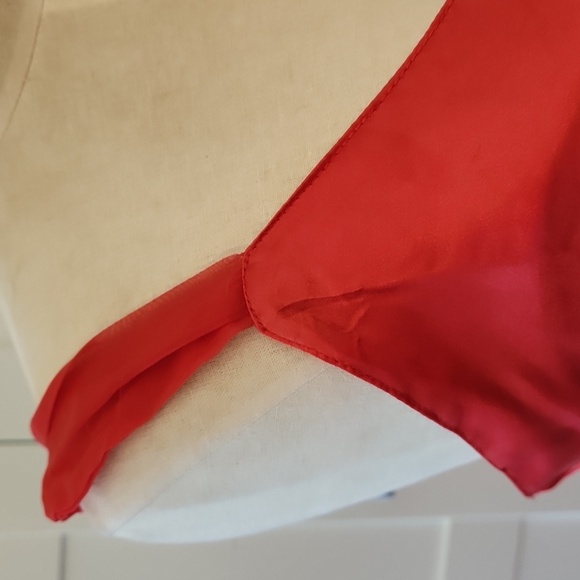 Cacique Vintage Red Satin Chemise Size Medium Lingerie Top - Picture 5 of 6